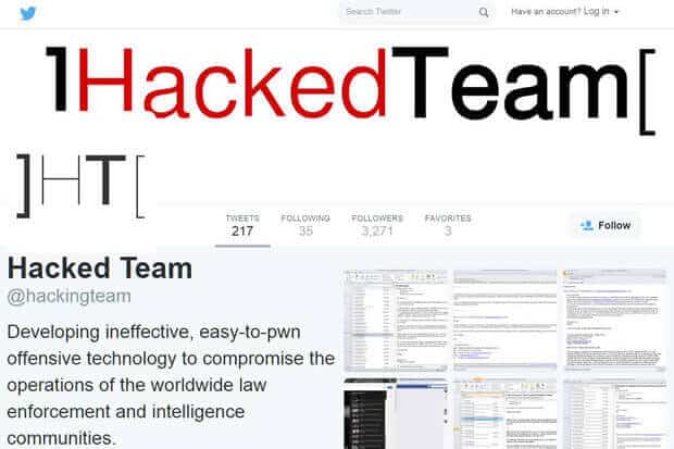 Hacking Team Twitter Account Defaced