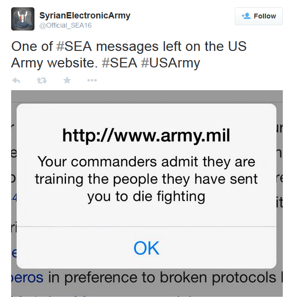 Syrian Electronic Army Defaces U.S. Army Website